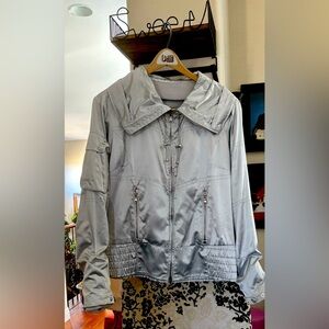 Ralph Lauren silver bomber jacket with adjustable hood. Size M